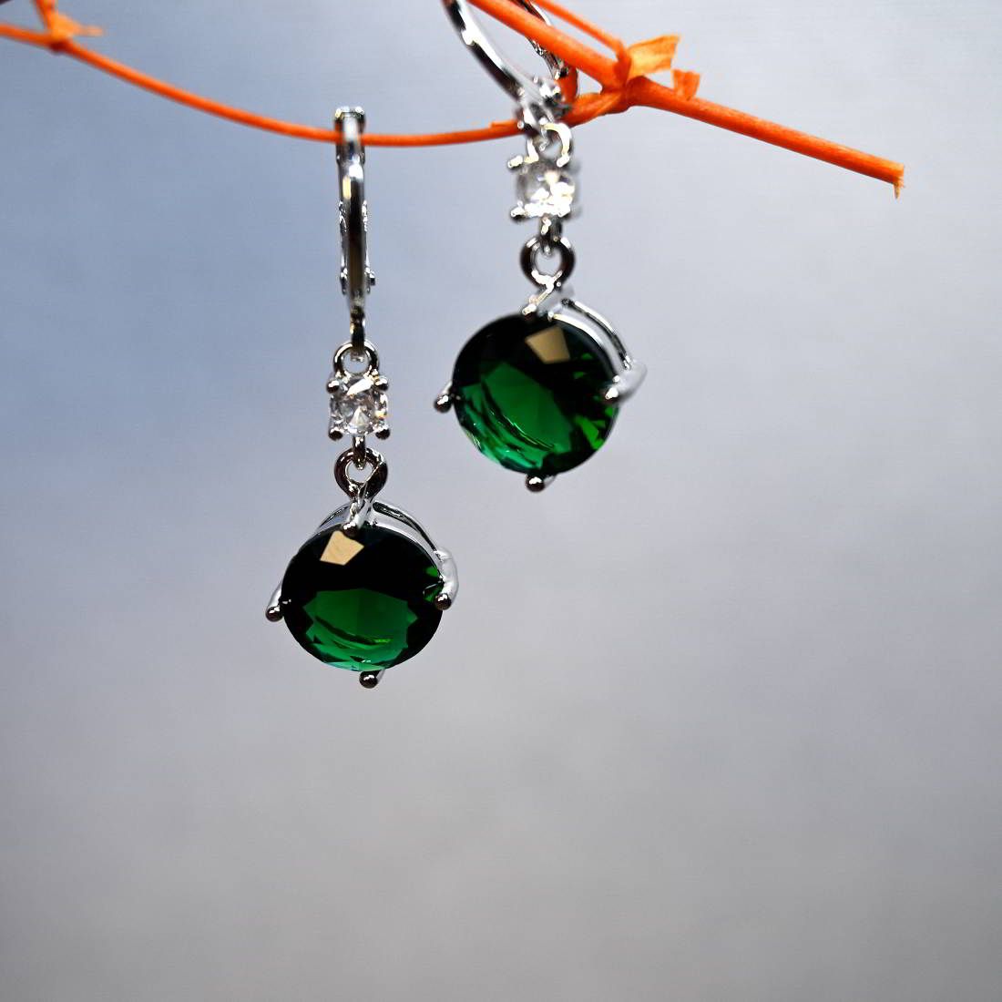 Silver Plated Ad Stone Earrings