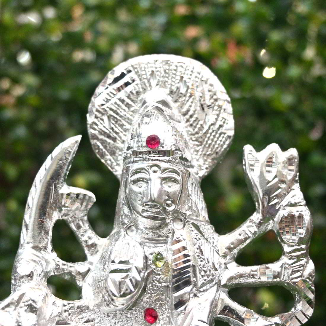 Handcrafted White Metal Durga Idol