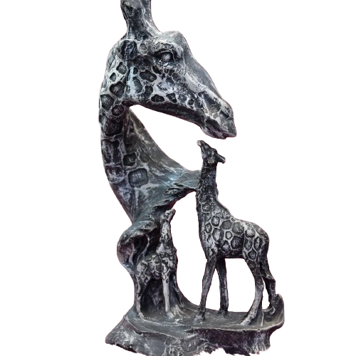 Antique Bronze Finish Big Giraffe Family Figurine For Home/office Decor/gifting/vastu/good Luck Decorative Showpiece Polyresin