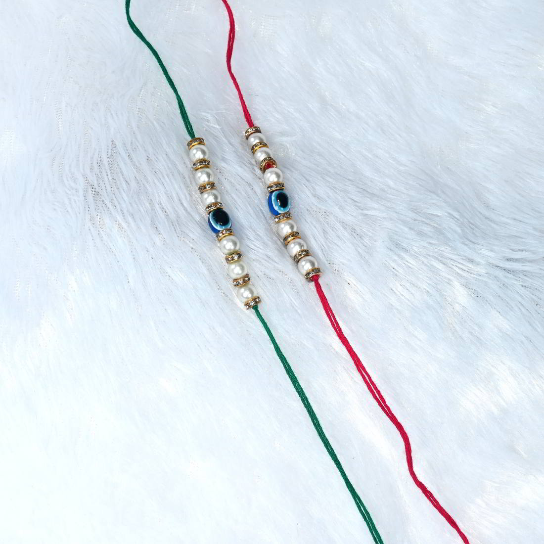 Beautiful Handmade Evil Eye With Red And Green Thread Rakhi 