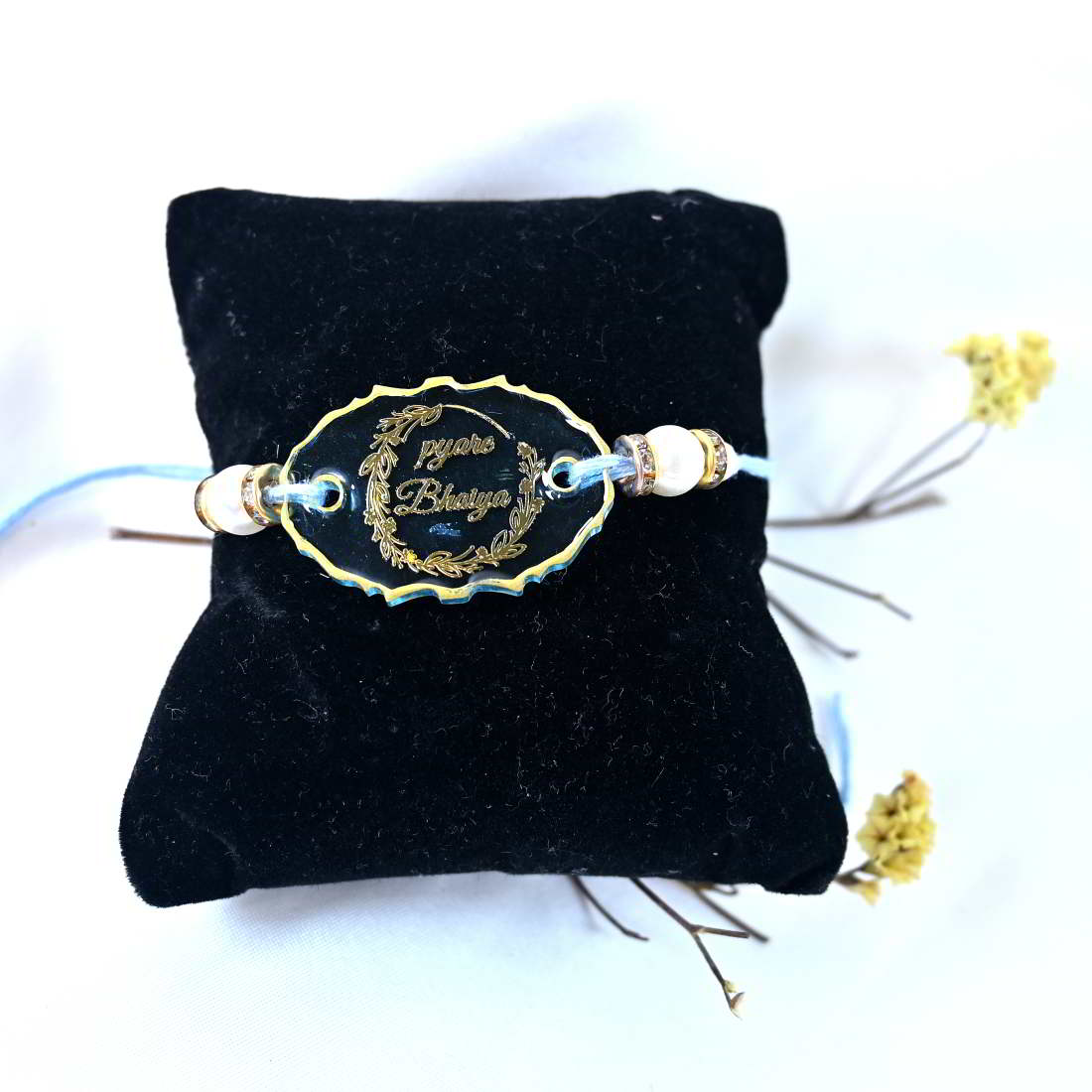 Beautiful Transparent Blue Shade Pyare Bhaiya Golden Text Rakhi  