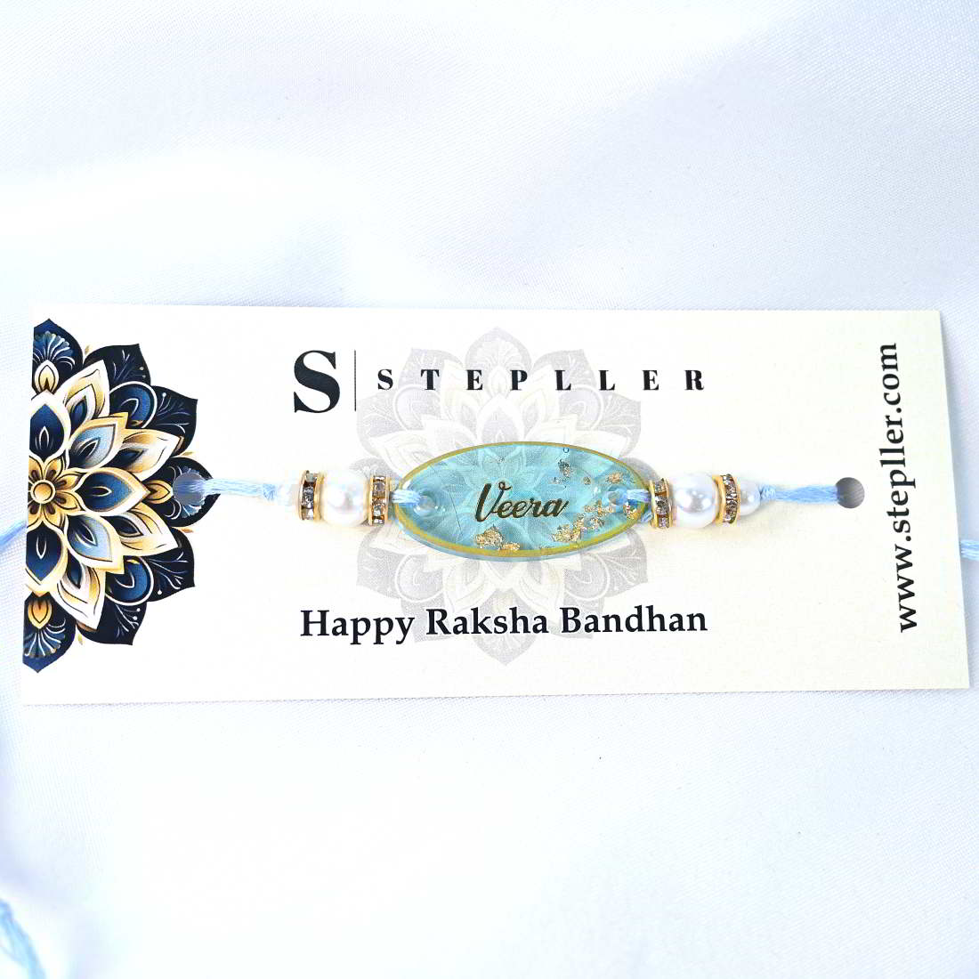 Beautiful Transparent Blue Shade Veera Rakhi