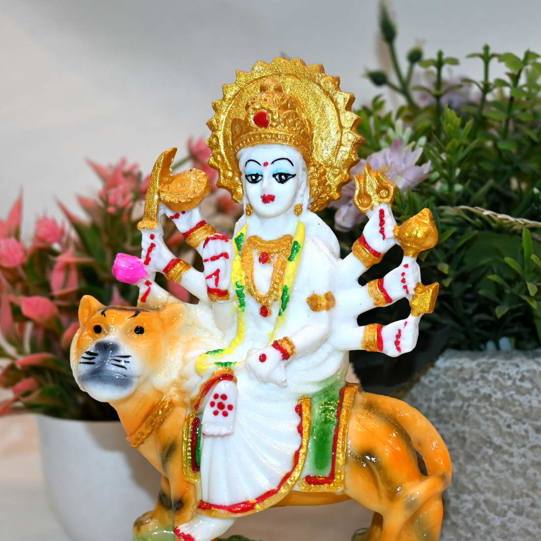 MAA Durga Devi Idol Handicraft Statue Sherawali Mata Rani Spiritual Puja Vastu Fegurine  