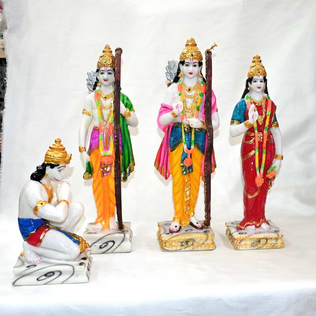 Marble Dust RAM Darbar Idol RAM Sita Laxman AND Hanuman Statue Multicolor  