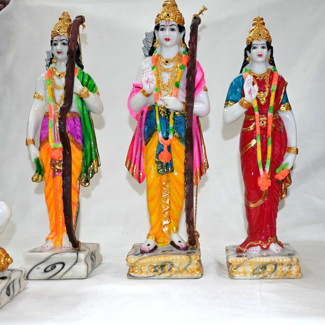 Marble Dust Ram Darbar Idol Ram Sita Laxman And Hanuman Statue Multicolor