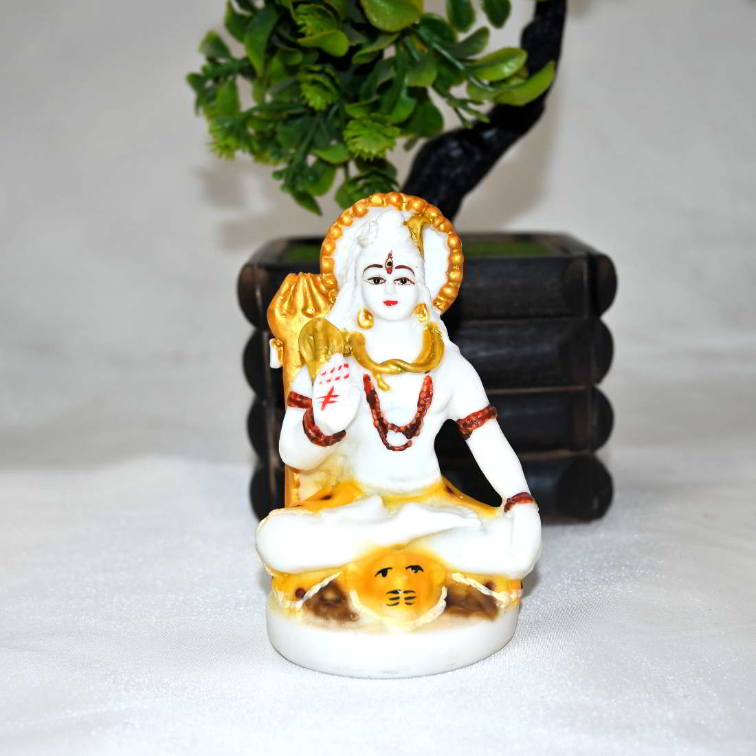 Lord Shiva Idol Mahadev Marble Statue Showpiece - Spiritual Religious Murti Pooja Gift Item