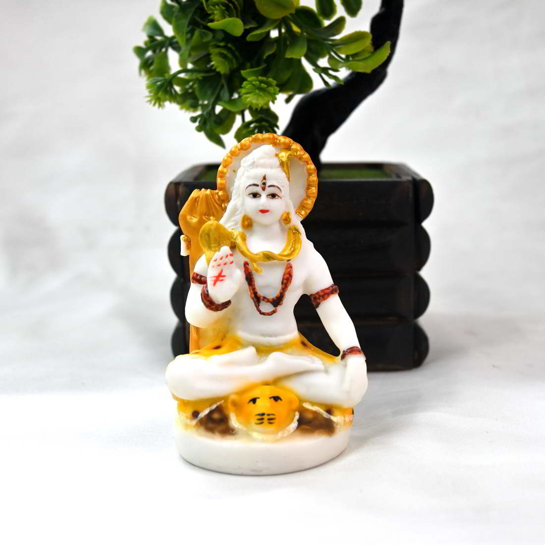 Lord Shiva Idol Mahadev Marble Statue Showpiece - Spiritual Religious Murti Pooja Gift Item