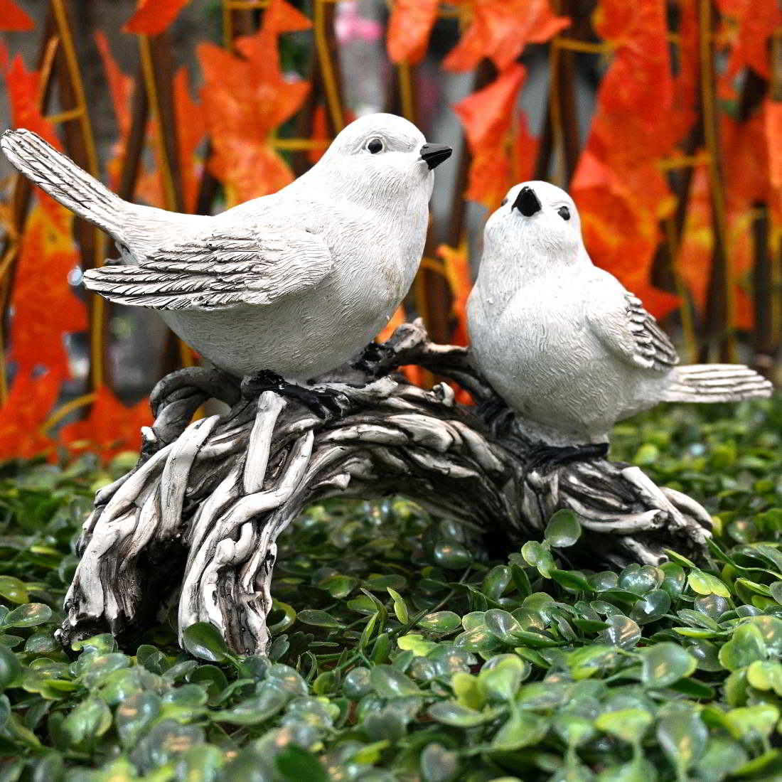 Saw Cart Statue Of 2 Love Birds Sitting On Tree Branch Chidiya Sparrow Figurine Decorative Showpiece Miniature For Vaastu