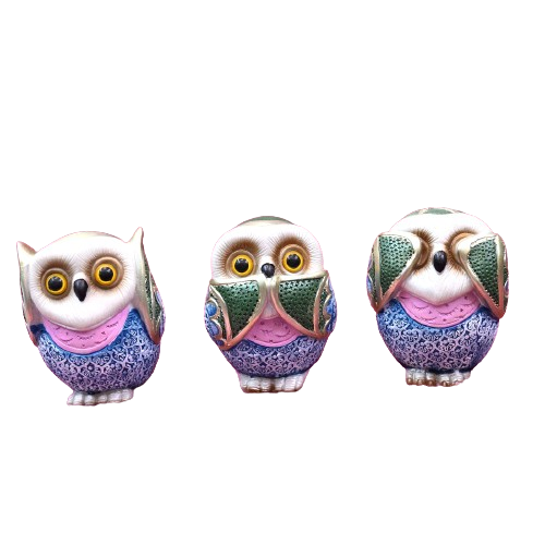 Set Of 3 Owl Figurines Cute Owl Statues For Shelf Living Room Bedroom Office Desktop Bookshelf Animal Sculptures Gifts Small Decor Accents Items For Birds Lovers