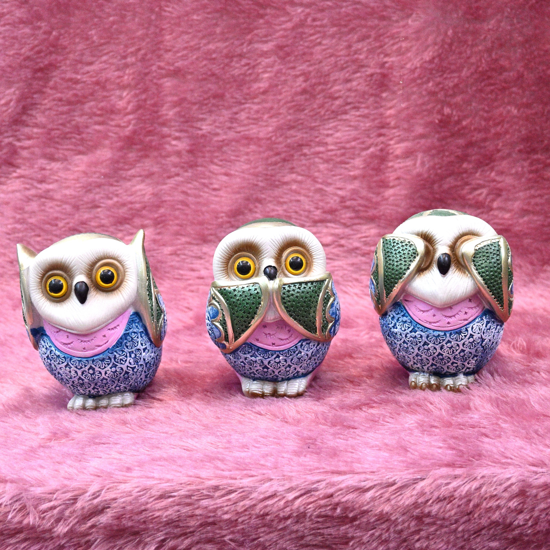 Set Of 3 Owl Figurines Cute Owl Statues For Shelf Living Room Bedroom Office Desktop Bookshelf Animal Sculptures Gifts Small Decor Accents Items For Birds Lovers