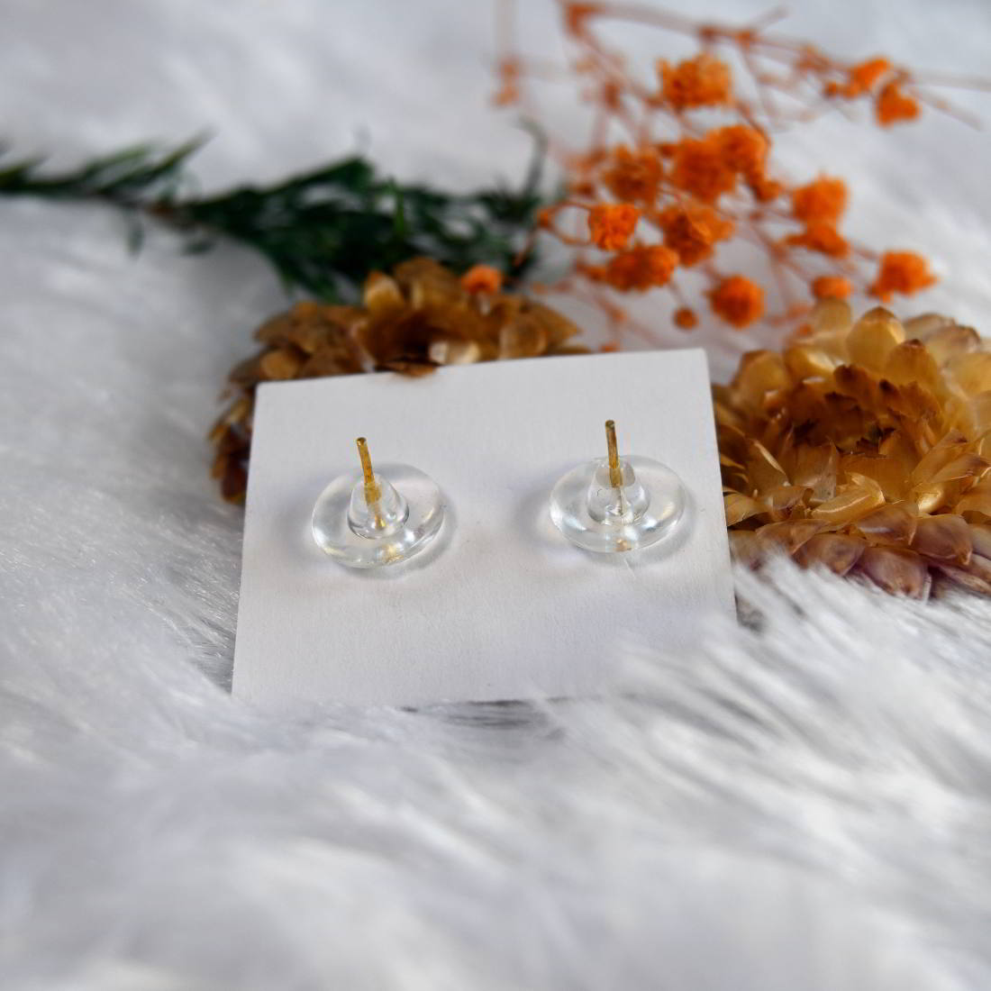 Stepller Handmade White Studs Earrings For Women And Girls