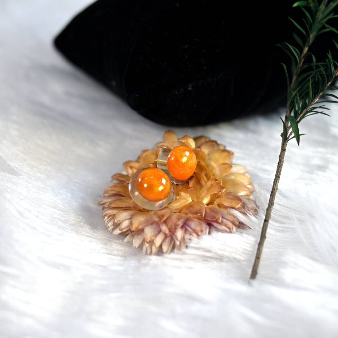 Stepller Handmade Orange Studs Earrings FOR Women AND Girls  